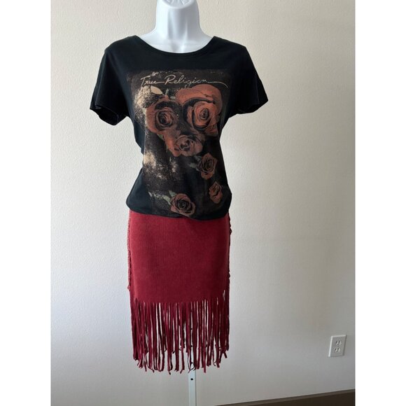 POL Dresses & Skirts - POL Skirt Small Knit Fringe Crochet Western Boho Festival Cowgirl Rock N Roll